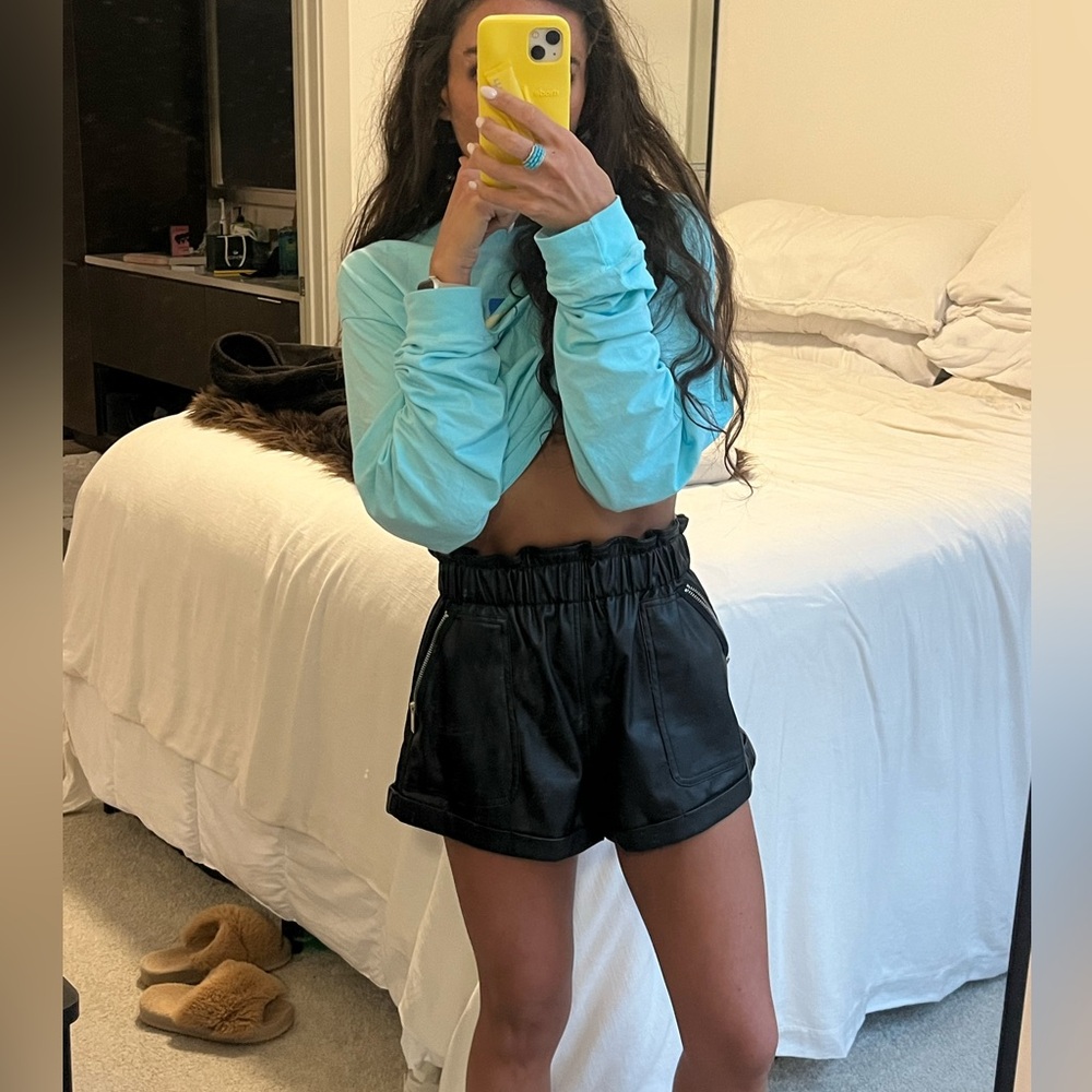 Faux Leather Black Shorts